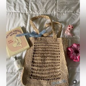 Urban Outfitters Tan Crochet Tote Bag